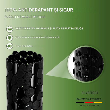 Covoraș de duș anti-alunecare 53x53 cm, negru [2]