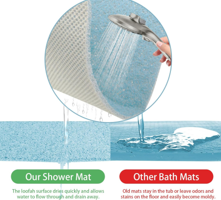 Covoraș de duș anti-alunecare cu orificii de scurgere 60x60 cm [3]