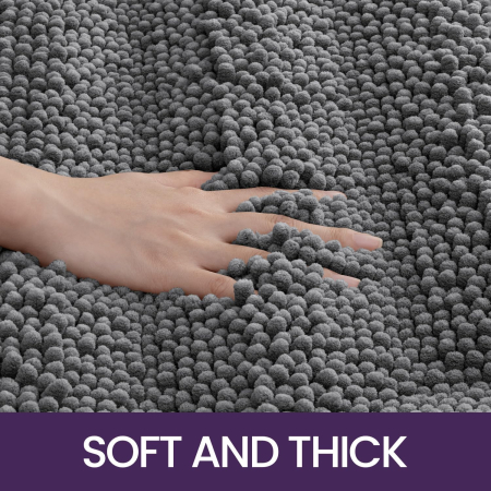 Covoraș moale de duș anti-alunecare, lavabil, gri 50x80 cm [4]