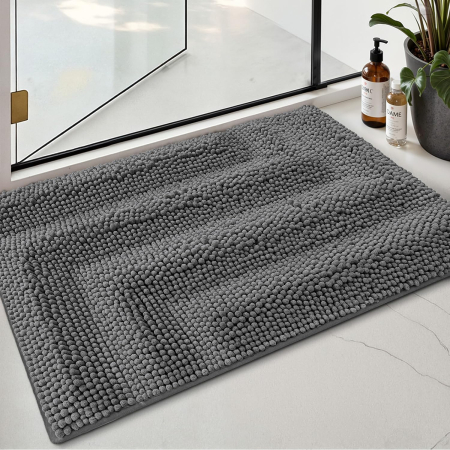 ACCESORII BAIE - Covoraș moale de duș anti-alunecare, lavabil, gri 50x80 cm