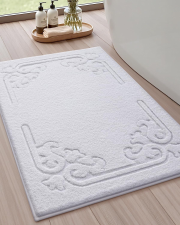 Covorase baie - Covoraș alb de baie anti-alunecare 44x76cm,  moale si lavabil