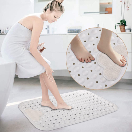 Covoraș de duș anti-alunecare 70x40 cm, cu ventuze si masaj, Alb [5]