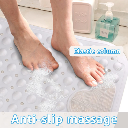 Covoraș de duș anti-alunecare 70x40 cm, cu ventuze si masaj, Alb [1]