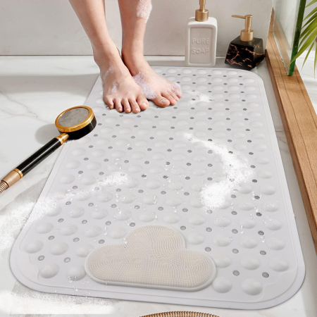 Covorase baie - Covoraș de duș anti-alunecare 70x40 cm, cu ventuze si masaj, Alb