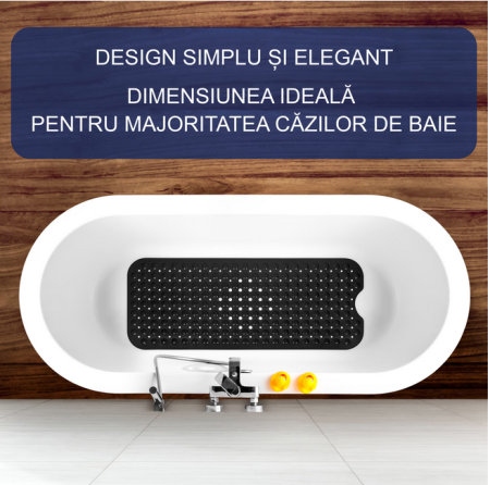 Covoraș de duș anti-alunecare 40x100 cm, cu 200 ventuze, Negru [3]