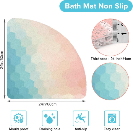 Covoraș de duș anti-alunecare 60x60 cm, semirotund [6]