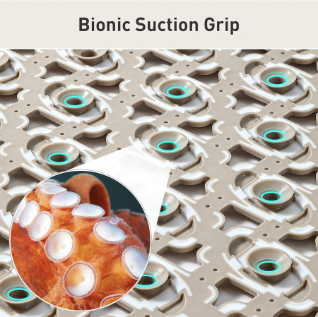 Covoraș de duș anti-alunecare 90x40 cm, cu 156 ventuze, maro [2]