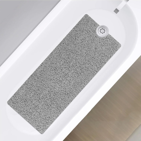 Covorase baie - Covoraș gri de duș anti-alunecare cu orificii de scurgere 40x100 cm