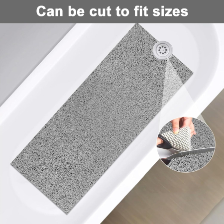 Covoraș gri de duș anti-alunecare cu orificii de scurgere 40x100 cm [6]