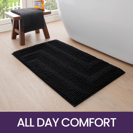 Covoraș moale de duș anti-alunecare, lavabil, negru 50x80 cm [7]