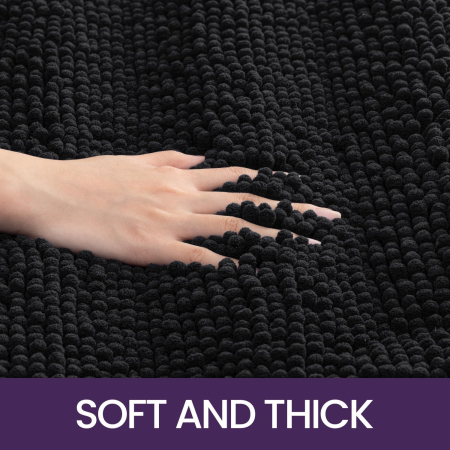 Covoraș moale de duș anti-alunecare, lavabil, negru 50x80 cm [4]