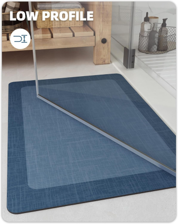 Covoraș moale de baie anti-alunecare, lavabil, albastru 43x100 cm [3]