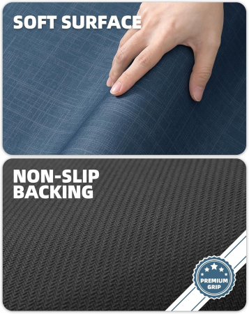 Covoraș moale de baie anti-alunecare, lavabil, albastru 43x100 cm [2]