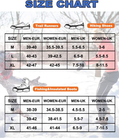 Crampoane metalice antiderapante pentru bocanci de alpinism, 19 buc pe suport elastic negru M [4]