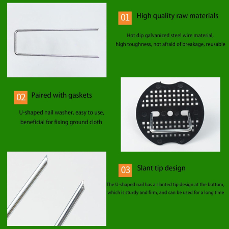 Ancore pentru fixare material textil pe pamant, set 50 bucati cu 50 saibe plastic [2]