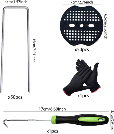 Ancore pentru fixare material textil pe pamant, set 50 bucati cu 50 saibe plastic [1]