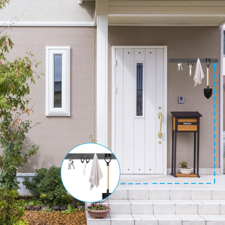 Cuiere cu 6 carlige pe suport din otel inoxidabil gri, set 2 bucati 35 x 8 x 8 cm [2]