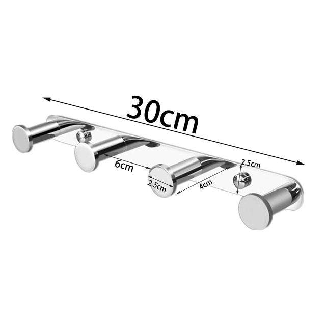 Cuier cu 4 carlige pe suport din otel inoxidabil argintiu 30x2.5x4 cm [1]