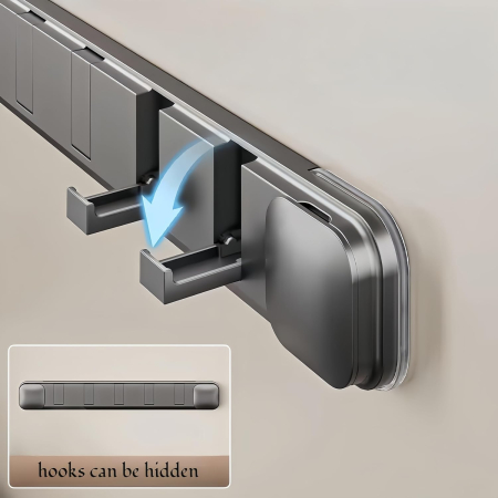 Cuier cu 5 carlige rabatabile gri pentru max 5kg fiecare, 41x6x2x cm [4]