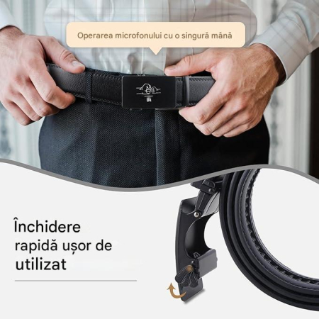 Curea cu blocare automata din piele PU pentru barbati, 3.5x130 cm [2]
