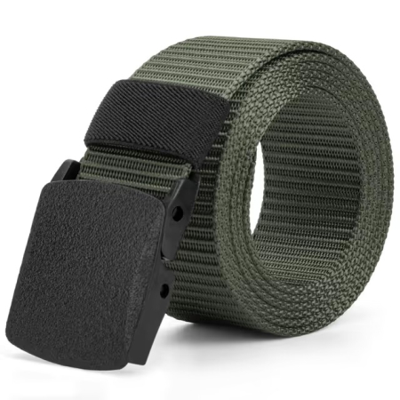 Curele barbati - Curea verde militar pentru barbati, cu blocare automata, din material plastic, marime unica