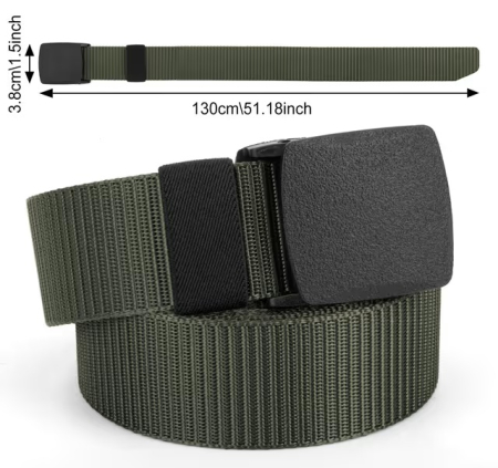 Curea verde militar pentru barbati, cu blocare automata, din material plastic, marime unica [1]