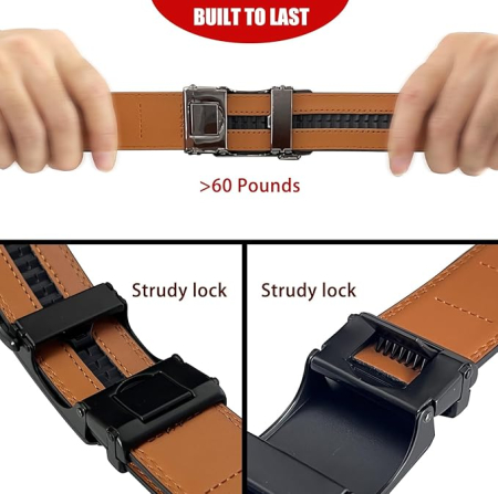 Curea cu blocare automata din piele PU pentru barbati, 3.5x125 cm [4]