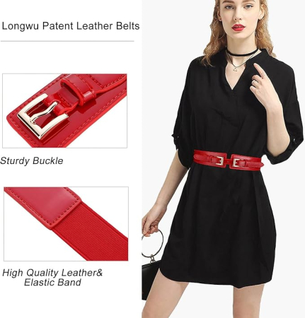 Curea eleganta subțire din piele lăcuită, 70x4 cm [3]