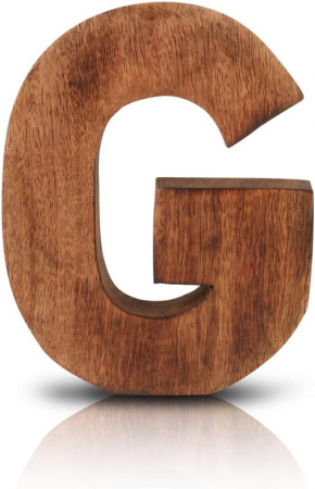 Cutii bijuterii - Litera ornamentala sculptata in lemn maro,  20x15x4cm