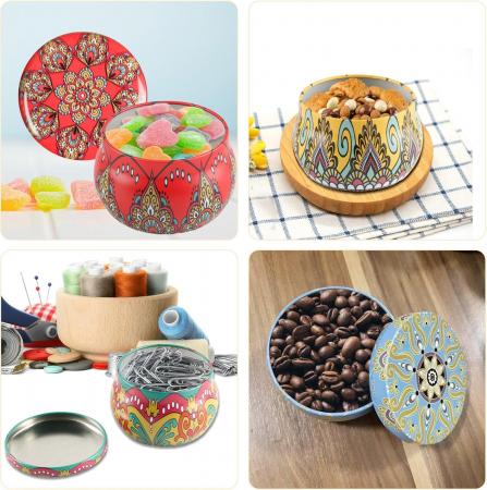 Cutii ornamentale metalice cu capace pentru artizanat lumanari, set 4 bucati [6]