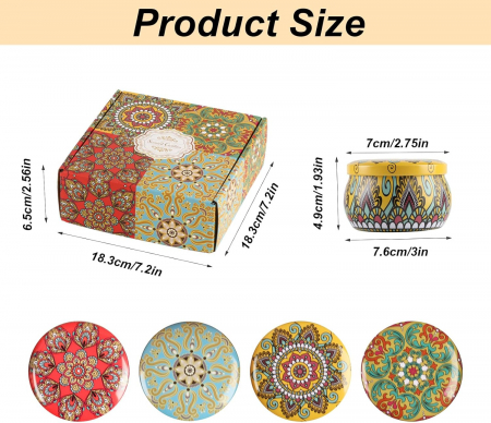 Cutii ornamentale metalice cu capace pentru artizanat lumanari, set 4 bucati [1]
