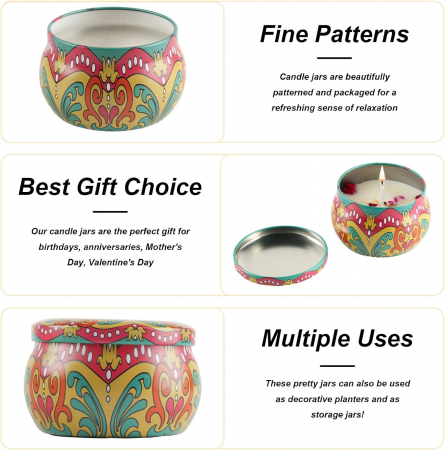 Cutii ornamentale metalice cu capace pentru artizanat lumanari, set 4 bucati [2]
