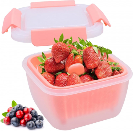 CUTII ALIMENTARE - Caserola cu strecuratoare si capac pentru spalat si congelat fructe