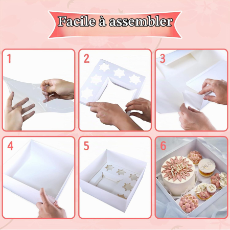 Cutii Tort și Cupcakes, 26 x 26 x 12,5 cm, Fereastră Transparentă, Panglică, set 30 bucati [4]