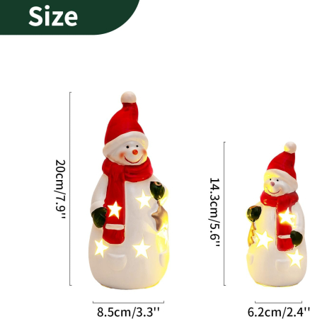 Figurine decorative pentru pom de Craciun cu LED-uri, set 2 piese ceramice [4]