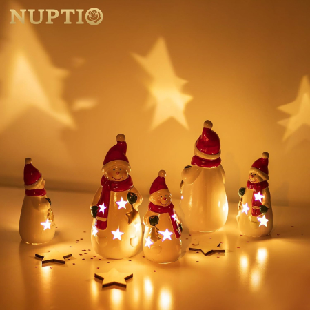 Figurine decorative pentru pom de Craciun cu LED-uri, set 2 piese ceramice [1]