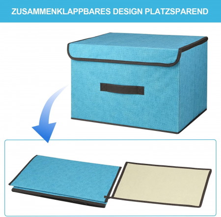 Cutii pliabile de depozitare cu capac, stivuibile, albastre, 2x"26 x 16 x 19" cm si 2x"36 x 23 x 24" cm [4]