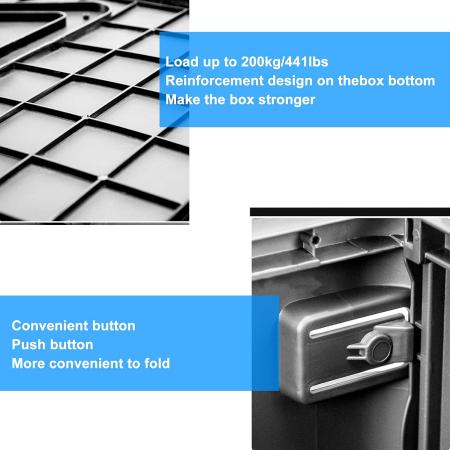 Cutie mare 70L pentru depozitare, din plastic dur, pliabila, max 200kg, scaun portabil pentru calatorii [3]