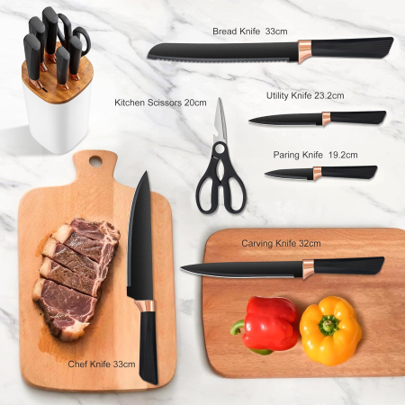 Set de cuțite de bucătărie 6 piese din oțel inoxidabil cu suport asezare [6]