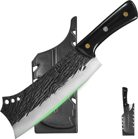 CASA SI GRADINA - Cutit profesional forjat din otel carbon negru lamă curbata 21.3 cm