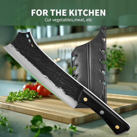 Cutit profesional forjat din otel carbon negru lamă curbata 21.3 cm [6]