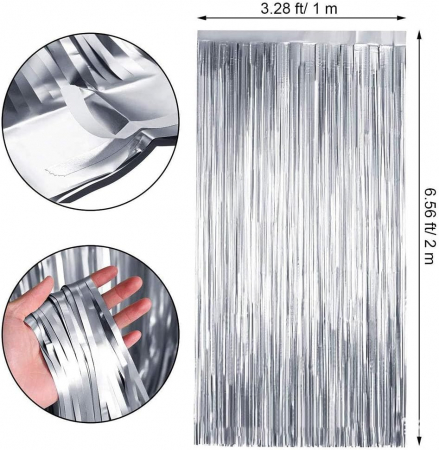 Decor din beteala argintie sclipitoare pentru petreceri 6 buc 1x2 M [3]