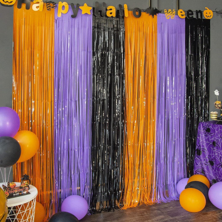 fundal foto - Decor petreceri, aniversari, Hallooween din franjuri din folie