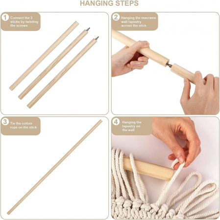 Decoratiune de perete din macrame, realizata manual, crem, 120x100 cm [5]