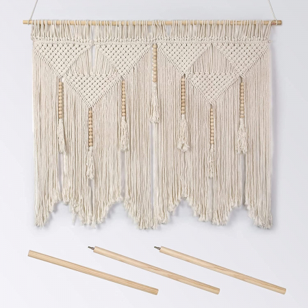 Decoratiune de perete din macrame, realizata manual, crem, 120x100 cm [4]