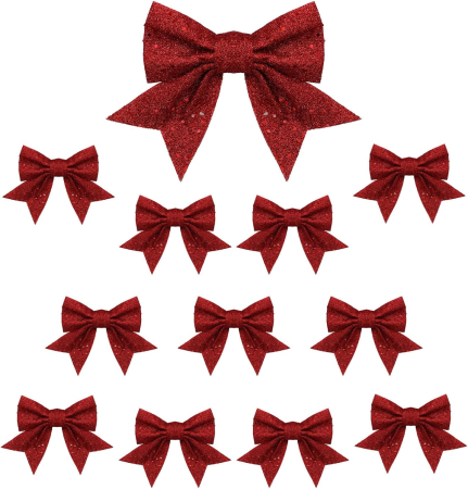 DECORATIUNI - Fundite de Crăciun set de 12 glitter decorațiune – roșu