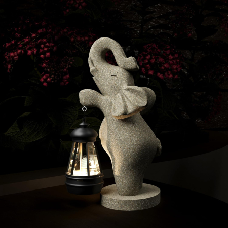 Decoratiune de gradina, terasa, balcon cu LED-uri si panou solar 26 cm, elefant [8]