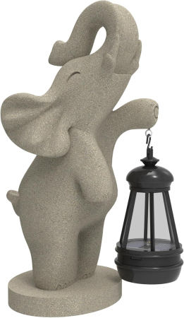 Decoratiune de gradina, terasa, balcon cu LED-uri si panou solar 26 cm, elefant [7]