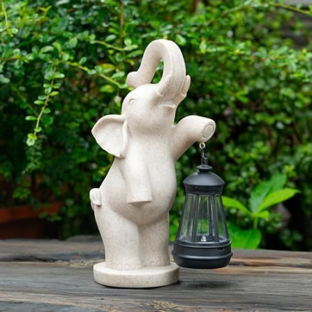 Decoratiune de gradina, terasa, balcon cu LED-uri si panou solar 26 cm, elefant [1]