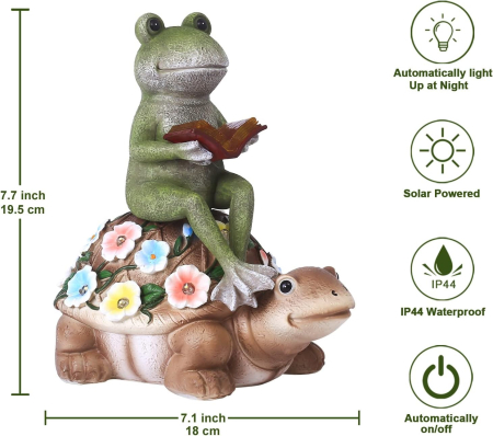 Decoratiune de gradina, terasa, balcon cu LED-uri si panou solar 19.5 cm, broscute [2]